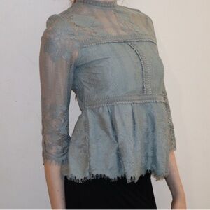 Miss Chievous Sage Green Lace Peplum Top